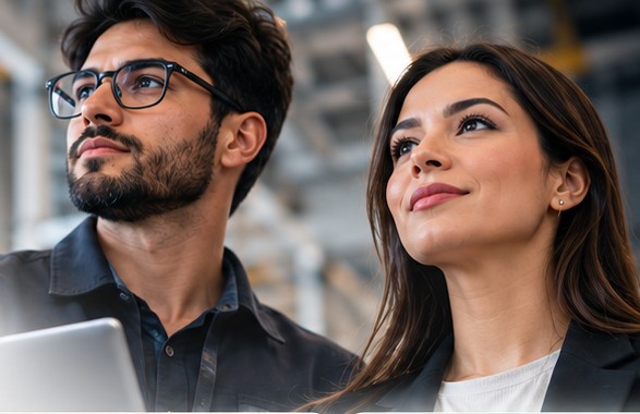 Dos profesionales en una planta industrial